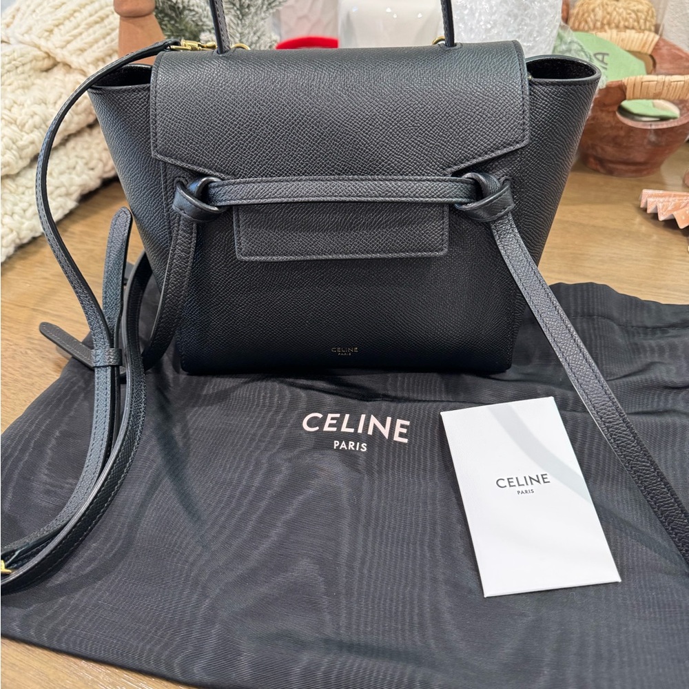 Celine Black nano belt Crossbody Bag